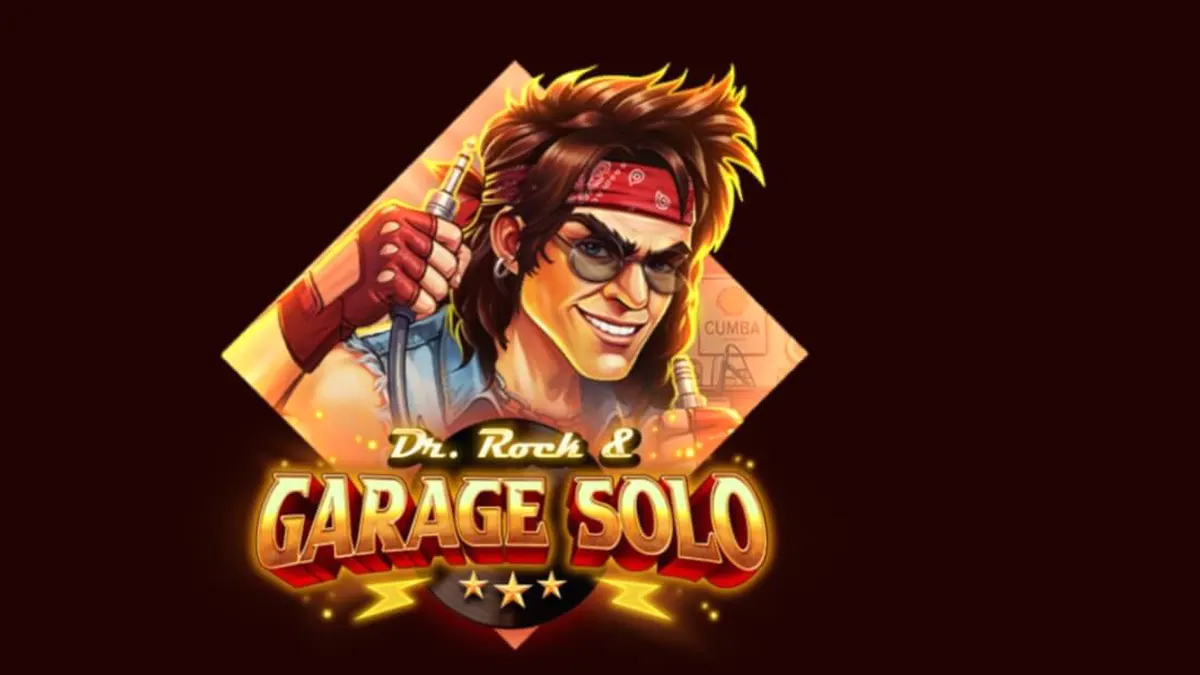 Tampilan visual slot Dr. Rock & Garage Solo dengan tema musik rock