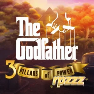 Tampilan antarmuka slot The Godfather: 3 Pillars of Power dengan elemen visual bertema kriminal.
